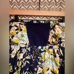 Anthropologie  | Floral Ruffled Strapless Blue A-Line Dress, Size M Photo 6