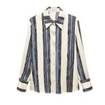 Mango  Ivanka Block Stripe Satin Shirt Size 12 NWT Photo 1