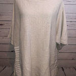 Chico's size 2 Large short sleeve sweater Beige Stripe Womans Metallic Womens Photo 0