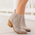 Marc Fisher Suede Leather Teona Light Grey Ankle Cowboy Boot Size 7.5 NWT Photo 1