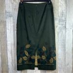 Requirements  Vintage Moleskin Feel Size 6 Floral Green Skirt Back Zipper Closure Photo 1