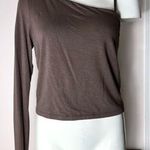 Mixed Threads LA Brown One Shoulder Long Sleeve Crop Top Rayon Shirt Size XL Photo 0