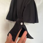 DABUWAWA Peplum Mockneck Blouse Womens Top Small Pearl Bling Collar Fairy Grunge Black Photo 5