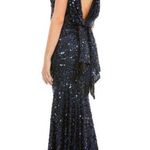 Mac Duggal Midnight Blue Cowl Back Boat Neck Sequined Evening Gown 12 $398 26331 Photo 4