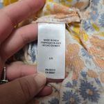 Lucky Brand  Yellow Floral Blouse Size Large V-Neck Long Sleeve Ruffle Hem Top Photo 6