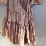 J.Crew Light Brown Puff Sleeve Tiered Midi Wrap Dress Size Medium Summer boho Photo 2