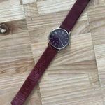 Skagen Steel Ladies Watch Plumb Dial Stainless Markers Purple Leather Strap Photo 3