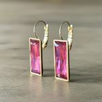 Handcrafted earrings with Austrian rose baguette crystal Pink Photo 1