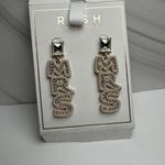 Rush Denis & Charles Rhinestone Faux Pearl MRS For Bride Pierced Dangle Earrings Gold Photo 6