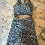 NWT Sage Collective Set Blue Static Ditsy Longline Sports Bra and Biker Shorts Pink Size XS Photo 7