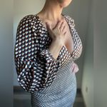 ACOA Puff Sleeve Mini Dress NEW Stretch Earth Tones Party Multiple Photo 2