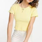 Nordstrom BP Women’s Lettuce Edge Y2K Baby Tee in Pale Yellow Size S Photo 0