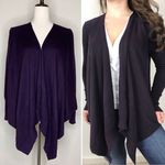 CAbi  Women’s Open Front Drape Criss Cross Back Plum Cardigan Photo 1