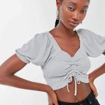 Urban Outfitters Sparkle Glitter Crop Top size XS Silver cinched Photo 0