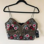 Guess Topeka Embroidered Sequin Floral Bustier Cami Top, NWT Photo 3