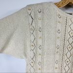 Vtg Beige Textured Short Sleeve Sweater Size Small Tan Photo 7