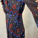 & Other Stories & Other Stories Dress Faux Wrap Midi Maxi Geometric Print Black Blue Red Size 4‎ Photo 7
