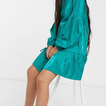 Glamorous  tiered mini smock dress with tie cuffs in‎ satin size 2 Photo 0