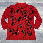 Vintage Sheridan Square Red Silk Wool Blend Tunic Sweater Womens M Beaded Sequin Size M Photo 0