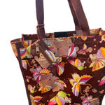 Butterfly Print Brown Tote Bag Zip Top Easy Wipe Clean Lunch Diaper Coin Purse Photo 0