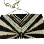 Mary Frances Beaded Handbag Purse Black Chain Strap Arrowhead Gem Embellish EUC Photo 1