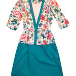 Vintage 90’s Brel Originals Floral Dress Womens Size 12 Teal Pink Union Made White Photo 0