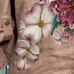 Beautiful Hand Painted Floral & Beaded Linen Jacket Sz L Pink Size L Photo 4