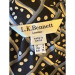 LK Bennett Dress Women 4 Black Blue Silk Domino Tie Neck Lotte Mini Shirt Dress Photo 11