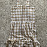 Tan and White gingham Checkered Dress Photo 5