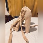 Allegra K  Faux Suede Lace Up Platform Block Heel Sandals Photo 2