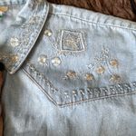 Vintage Denim western floral pearl snaps Long Sleeve shirt XL petite Blue Size undefined Photo 1
