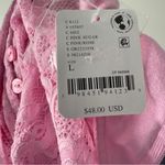 Free People  Lace Corsette Style Tank Top Pink Sugar Crop Casual Cropped Buttons Photo 6