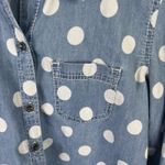 Seven 7 Womens Button Up Shirt Size S Chambray‎ Denim Top Polka Dot Long Sleeve Photo 3