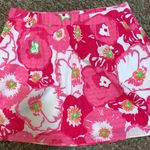 Lilly Pulitzer  hot pink floral skirt woman size 8 lined cotton 16” long Photo 1