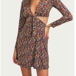 Lush Clothing NWOT LUSH floral-print cutout stretch-jersey mini dress in brown floral Photo 1