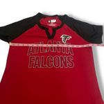 NFL Team Apparel NWT Atlanta Falcons Tee T-Shirt Top Red Black Raglan Split V Neck Babydoll New Photo 3