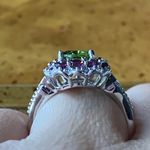 Natural Peridot Garnet Sterling Silver Ring Size 6 Photo 1