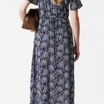 & Other Stories & Other Stories Flutter Sleeve V-Neck Button Front Navy Floral Print Midi Dress Photo 3