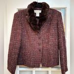 Jones New York Vintage  Virgin Wool Purple Tweed Jacket Mob Wife Vibes Size 12 L Photo 0