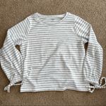 a.n.a . Gray Striped long sleeve shirt, size XL, elastic wrists with ties Photo 1