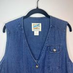 TravelSmith Utility Vest Blue Denim Buttons Pockets Fishing Hiking Women's Large Photo 2