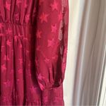 Torrid 2X A-Line Dress Burgundy Red Stars Long Sleeve Midi Pockets Date Night Photo 4