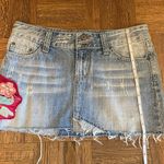 Denim embellished distressed mini skirt Blue Size M Photo 7