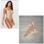 Women’s sheer panel floral embroidered appliqué pink lingerie sleepwear large Photo 1