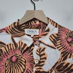 Omika Womens Elisabetta Button Down Shirt Cemile Fig Sz S Boho Artsy Beach Photo 2