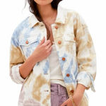 Anthropologie Pilcro Tie Dye Denim Jacket Blue Photo 0