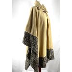 Le Moda Camel Color Fleece Cape Poncho Leopard Print Trim Mob Wife Retro Chic Tan Size L Photo 1
