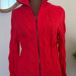 Ann Taylor  Petite Cable Knit Full Zip Up Red Sweater XXSP Collared Photo 0
