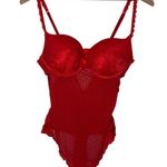 Vampcore Lace Mesh Bodysuit PushUp Bra Lingerie Red Size M Photo 0