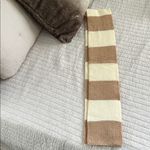 Coach  100% wool knit, cream tan, preppy classic stripe winter scarf OS Photo 9